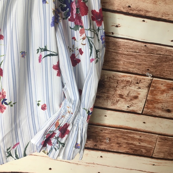 Zara Floral Off The Shoulder Stripped Boho Blouse - Picture 5 of 8